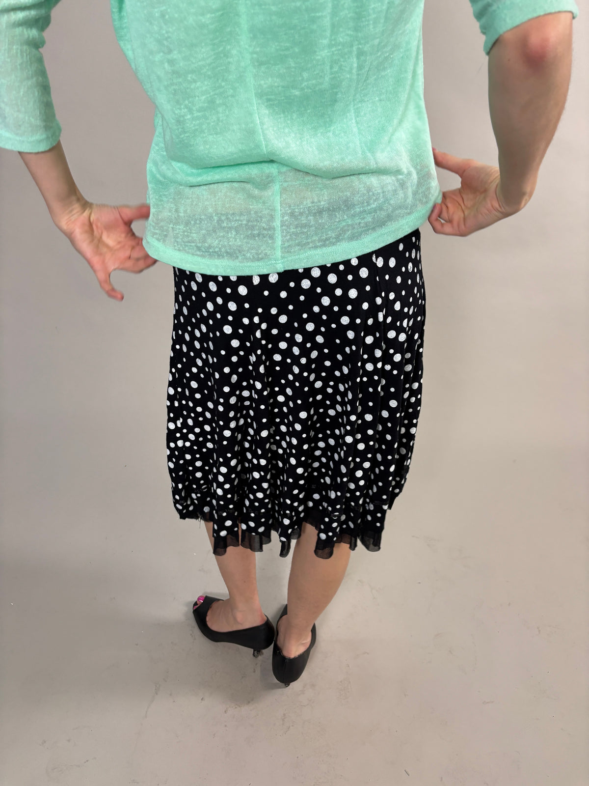 polka dot midi skirt