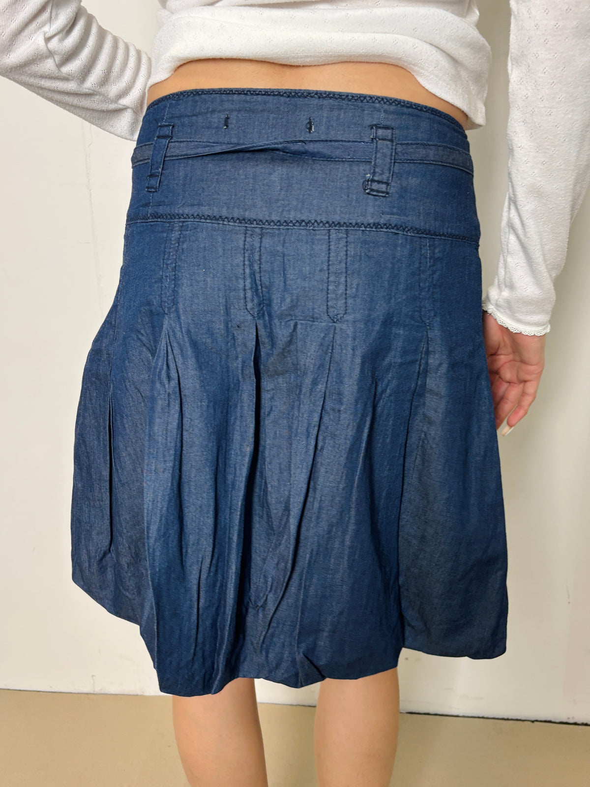 dark blue buble midi skirt