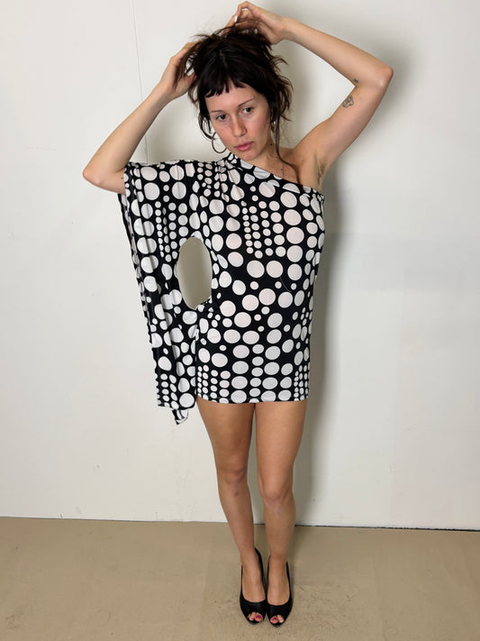 asymmetrical dot dress