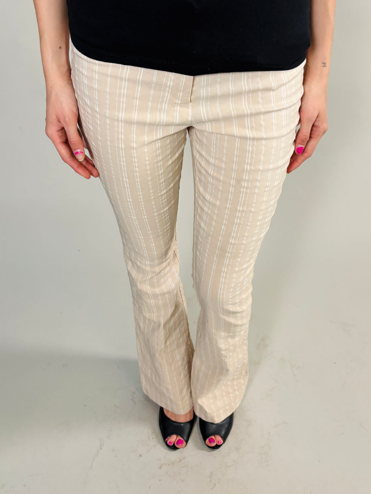 beige flare pants