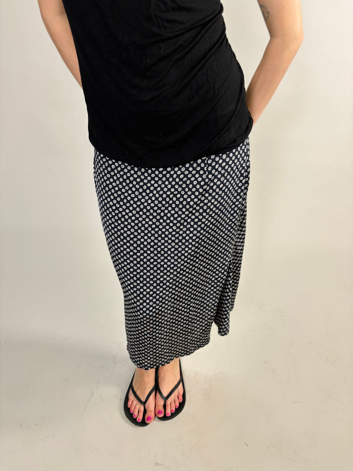 soft dotted midi skirt