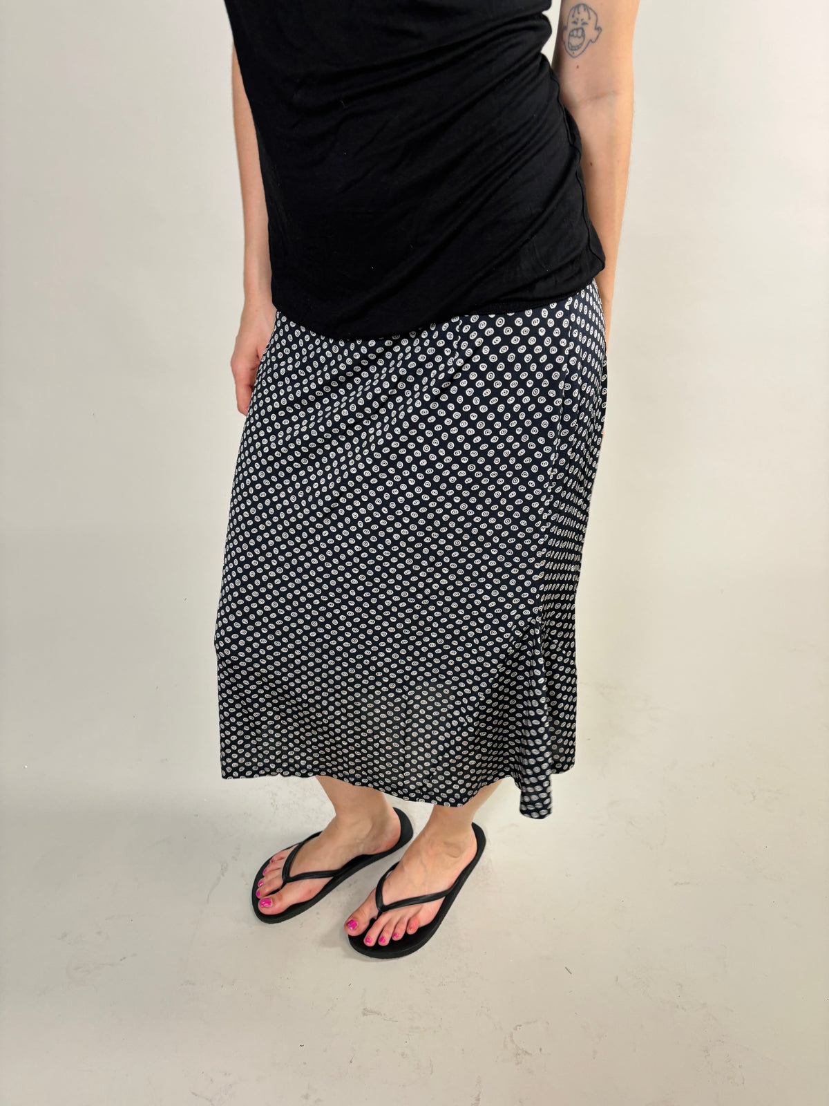 soft dotted midi skirt