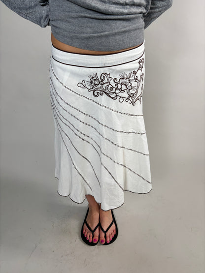 whimsical ebroiled midi skirt
