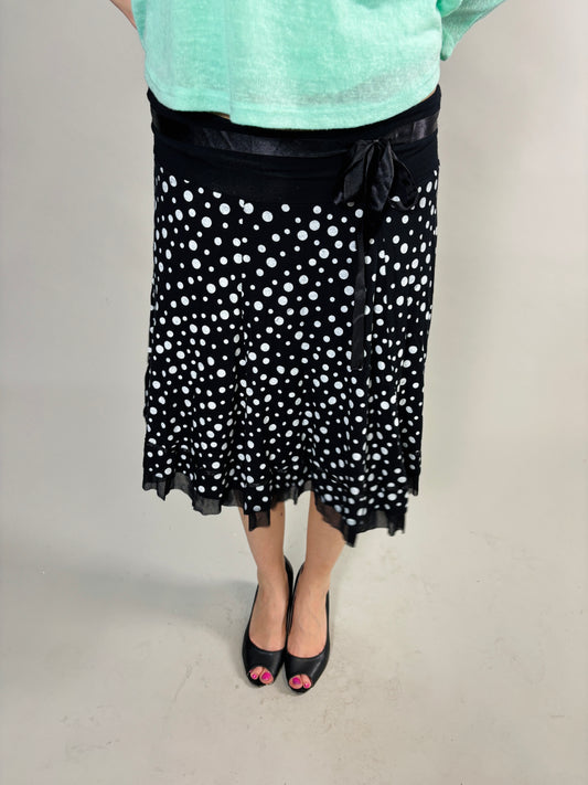 polka dot midi skirt