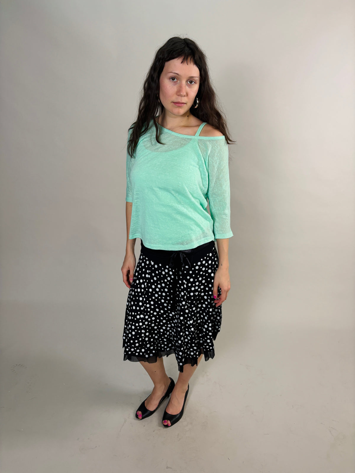 polka dot midi skirt