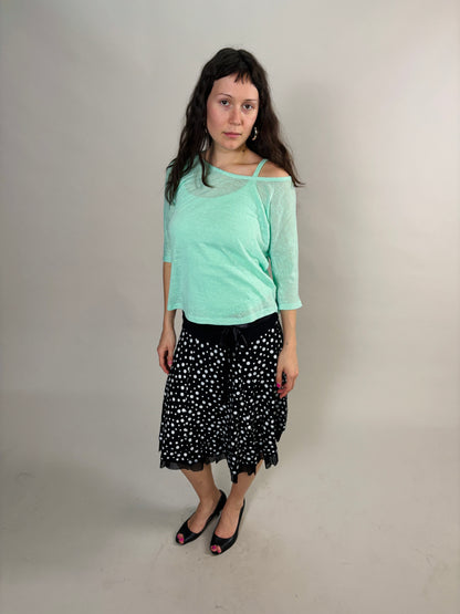 polka dot midi skirt