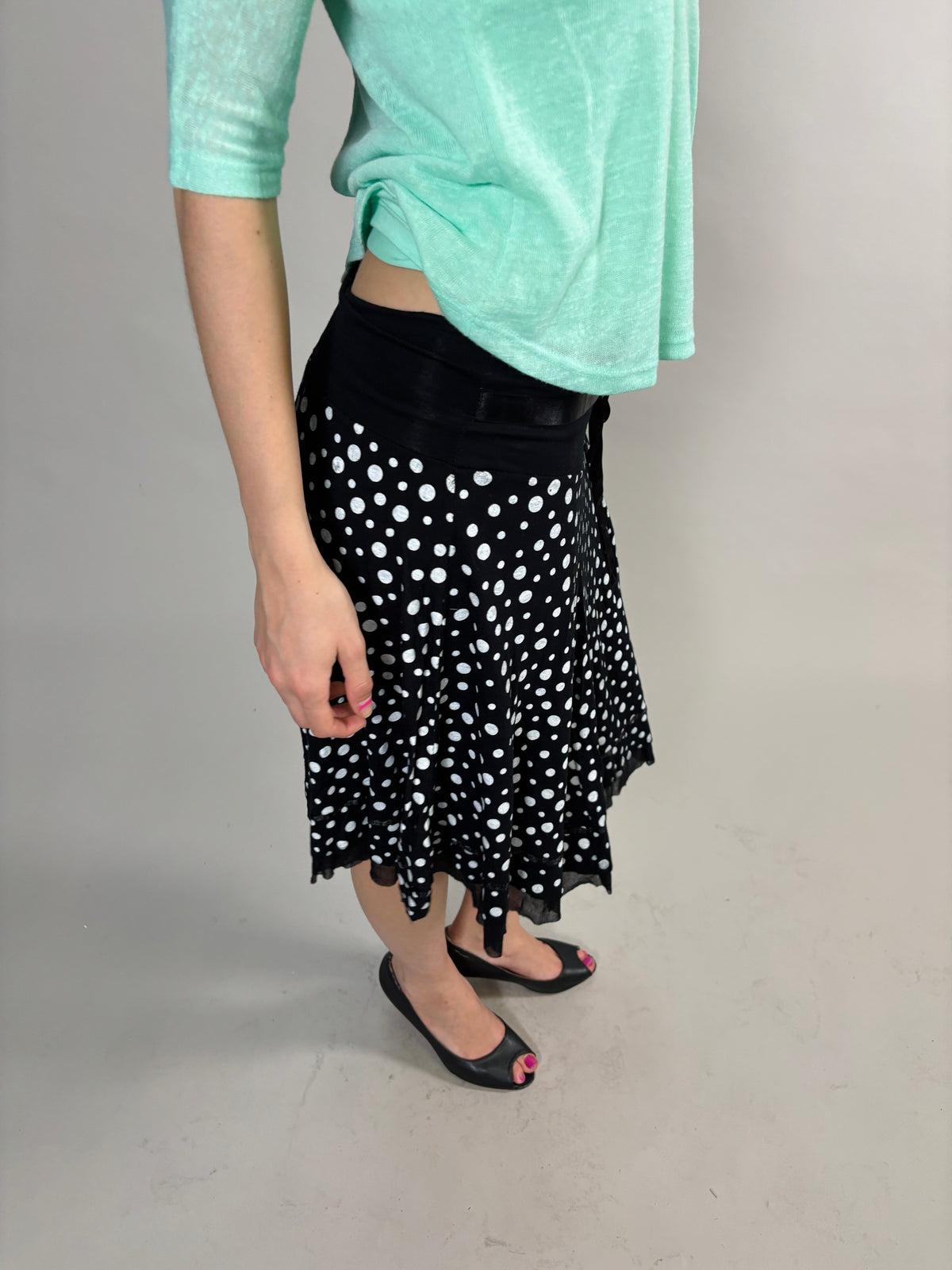 polka dot midi skirt