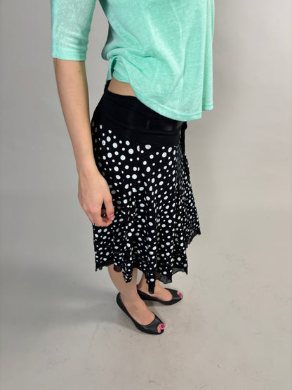 polka dot midi skirt