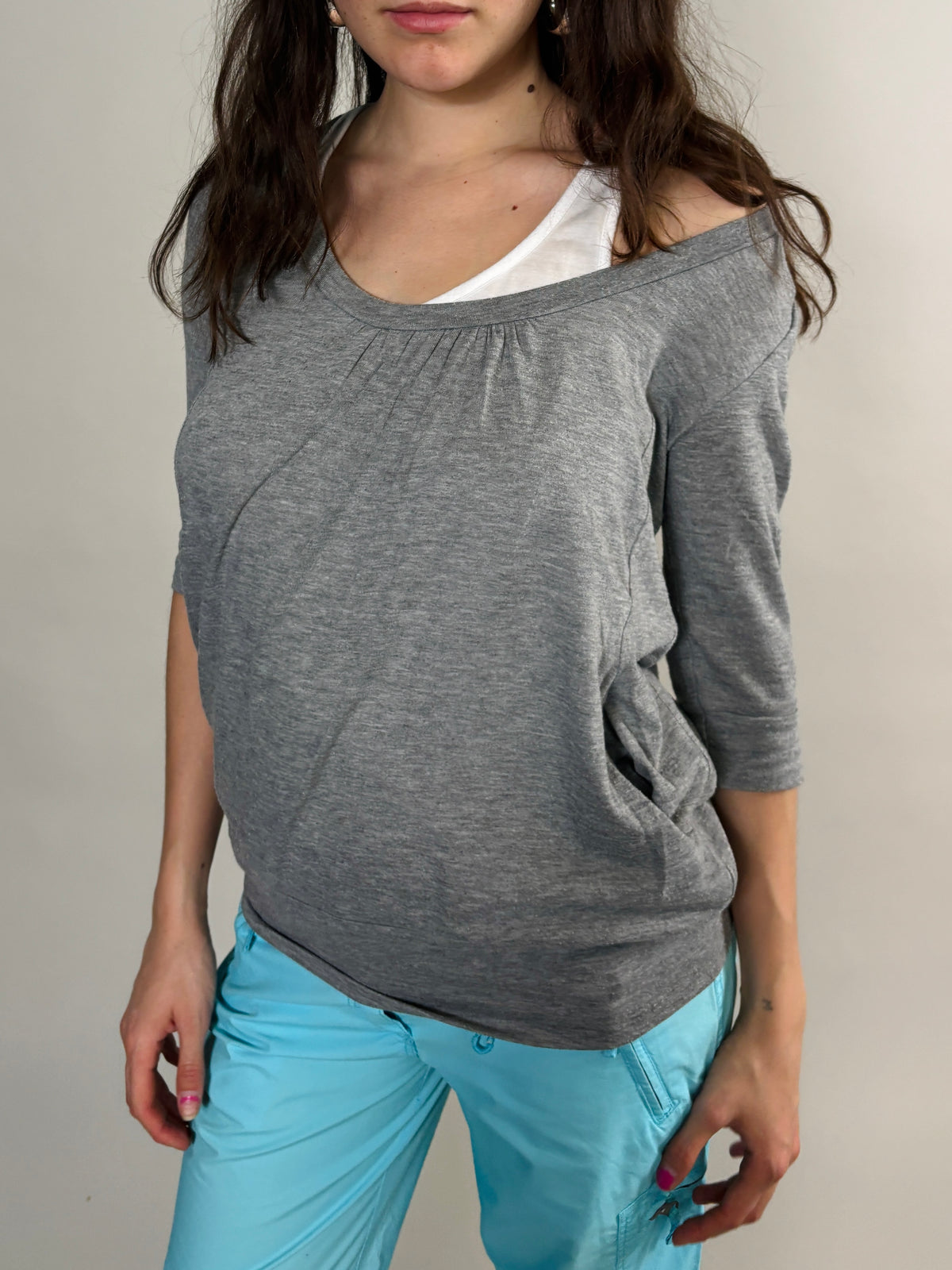 grey layered blouse