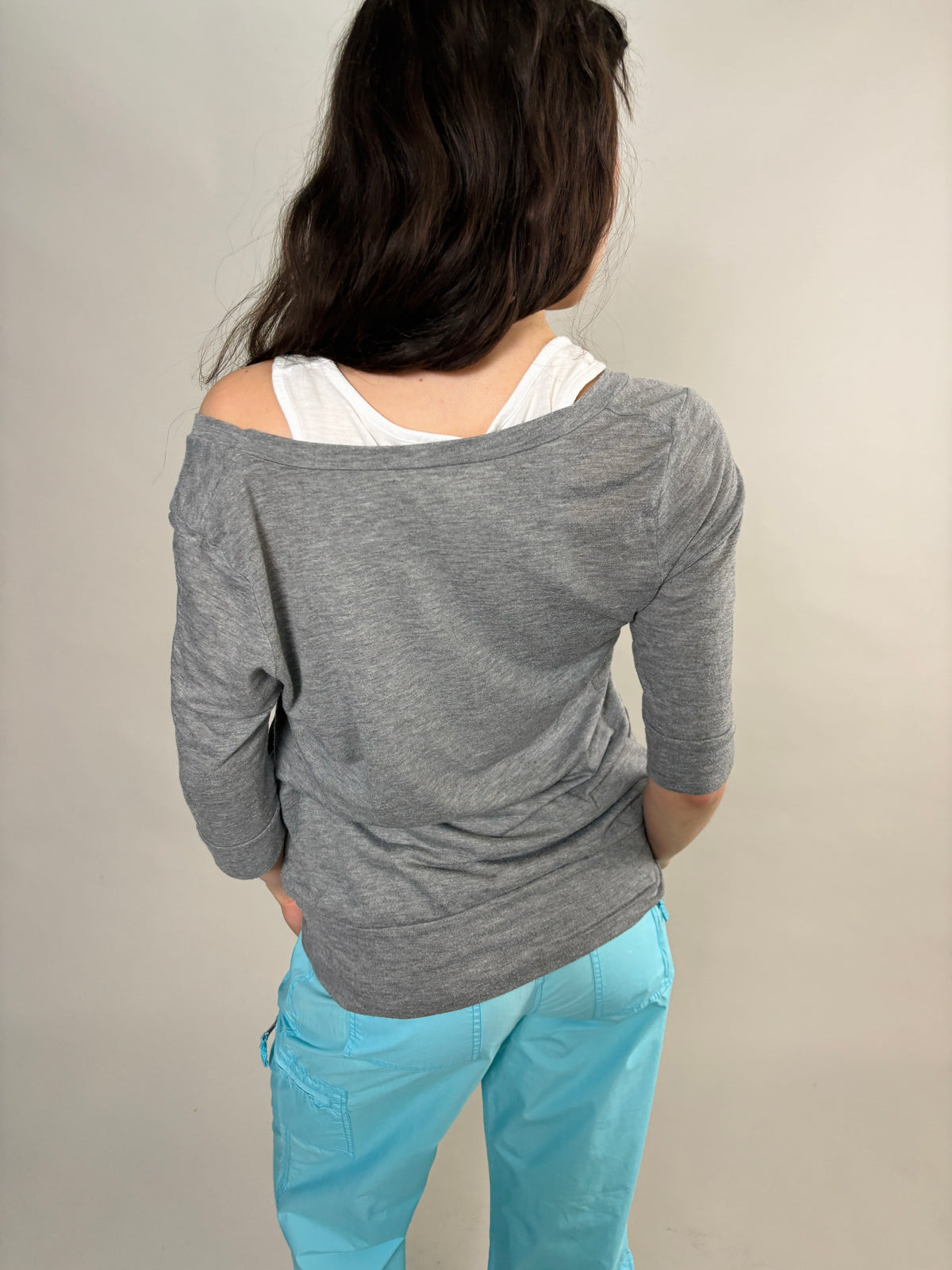 grey layered blouse