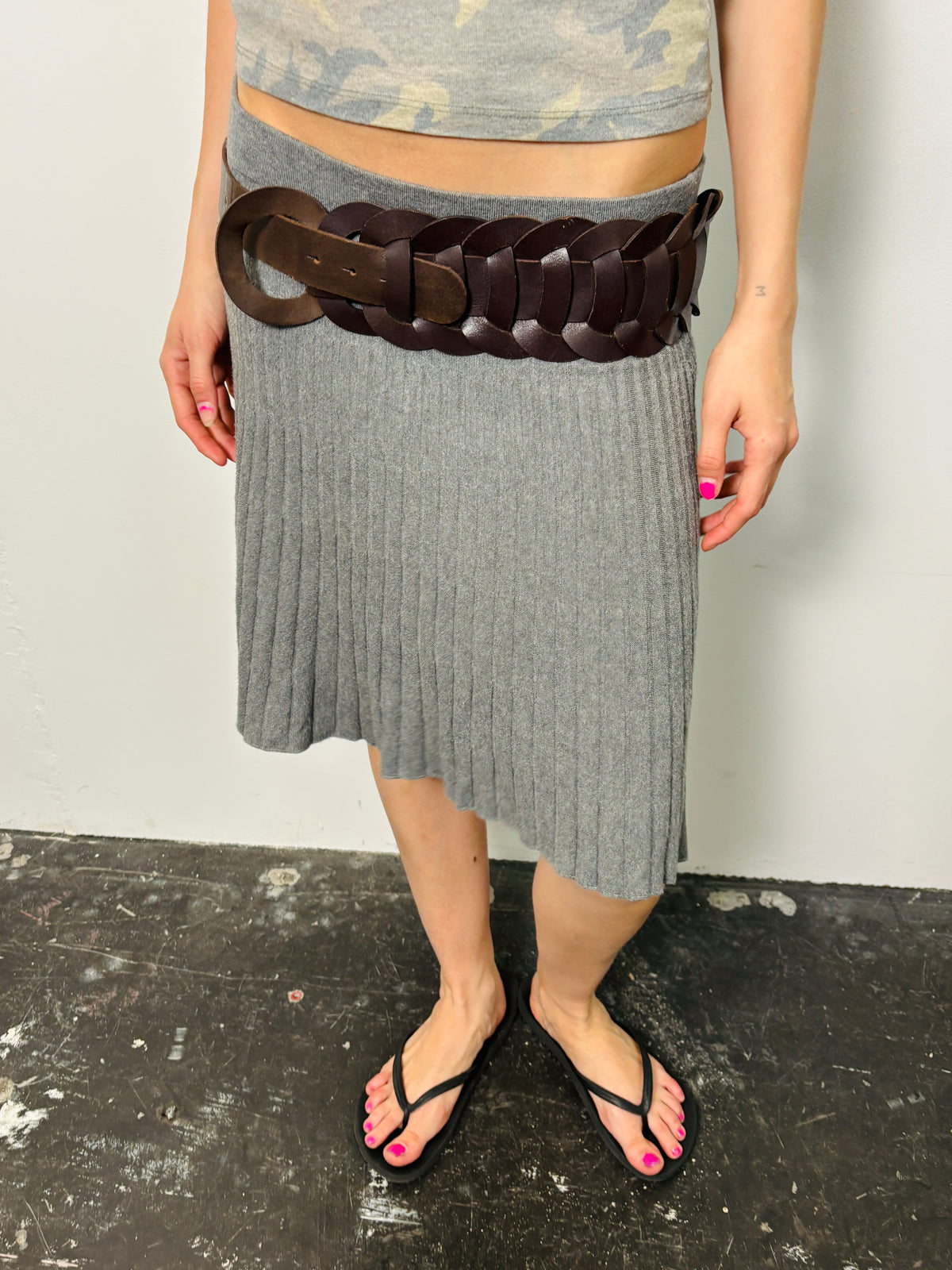 brown leather belt