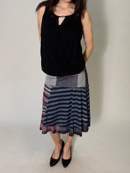 desigual striped midi skirt