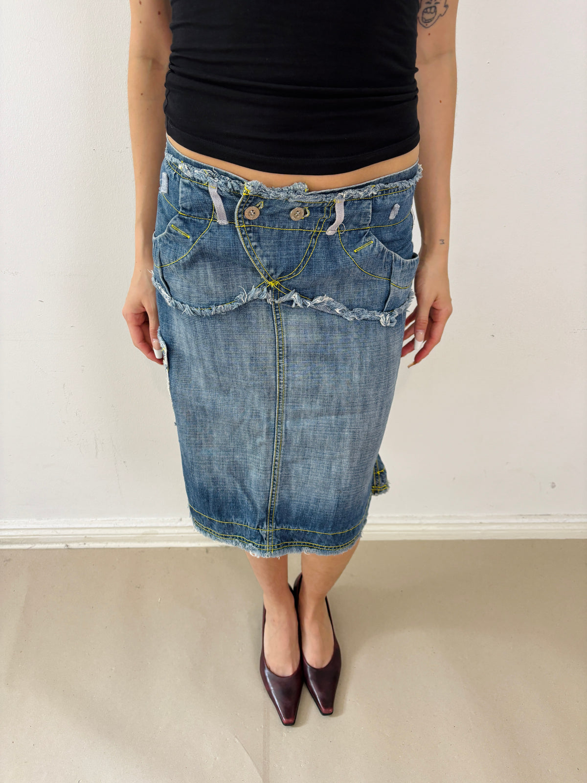 jeans midi skirt