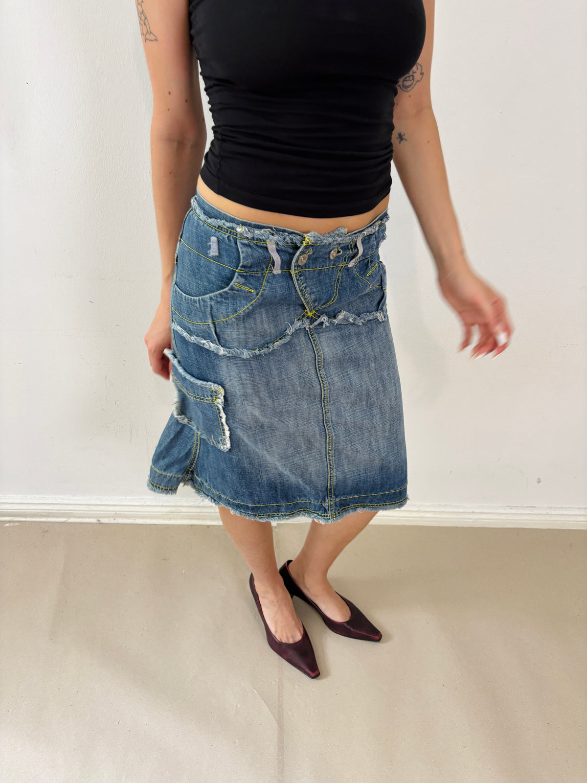 jeans midi skirt