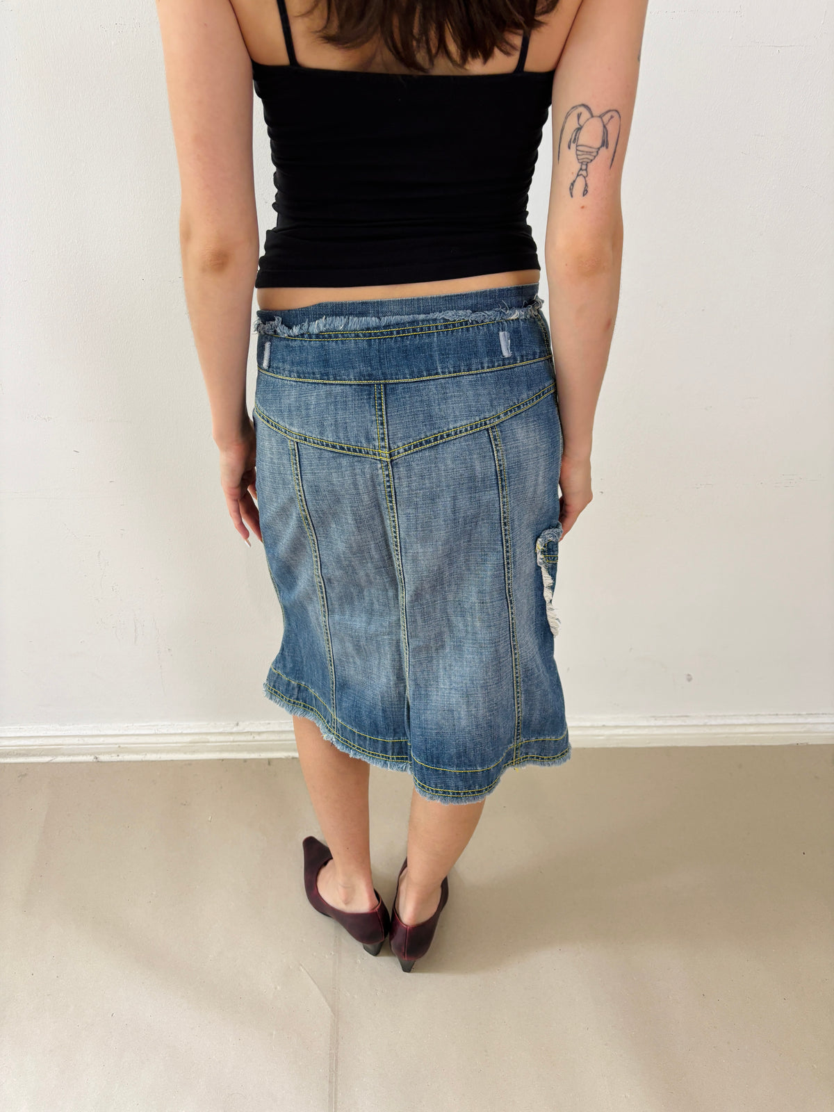 jeans midi skirt