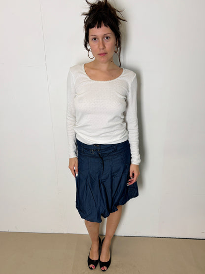dark blue buble midi skirt