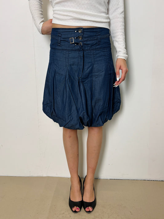 dark blue buble midi skirt