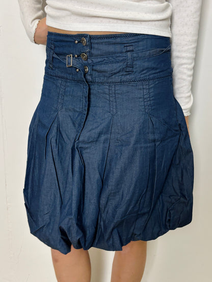 dark blue buble midi skirt