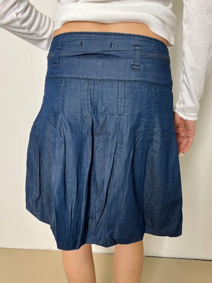 dark blue buble midi skirt