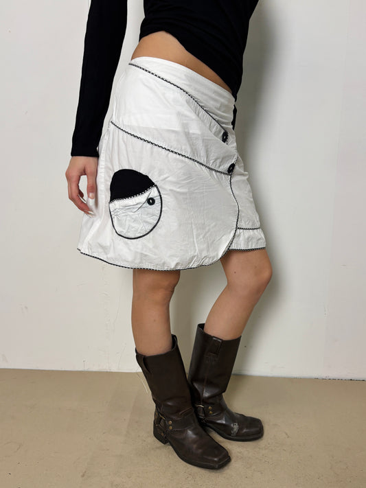white asymmetrical cotton skirt