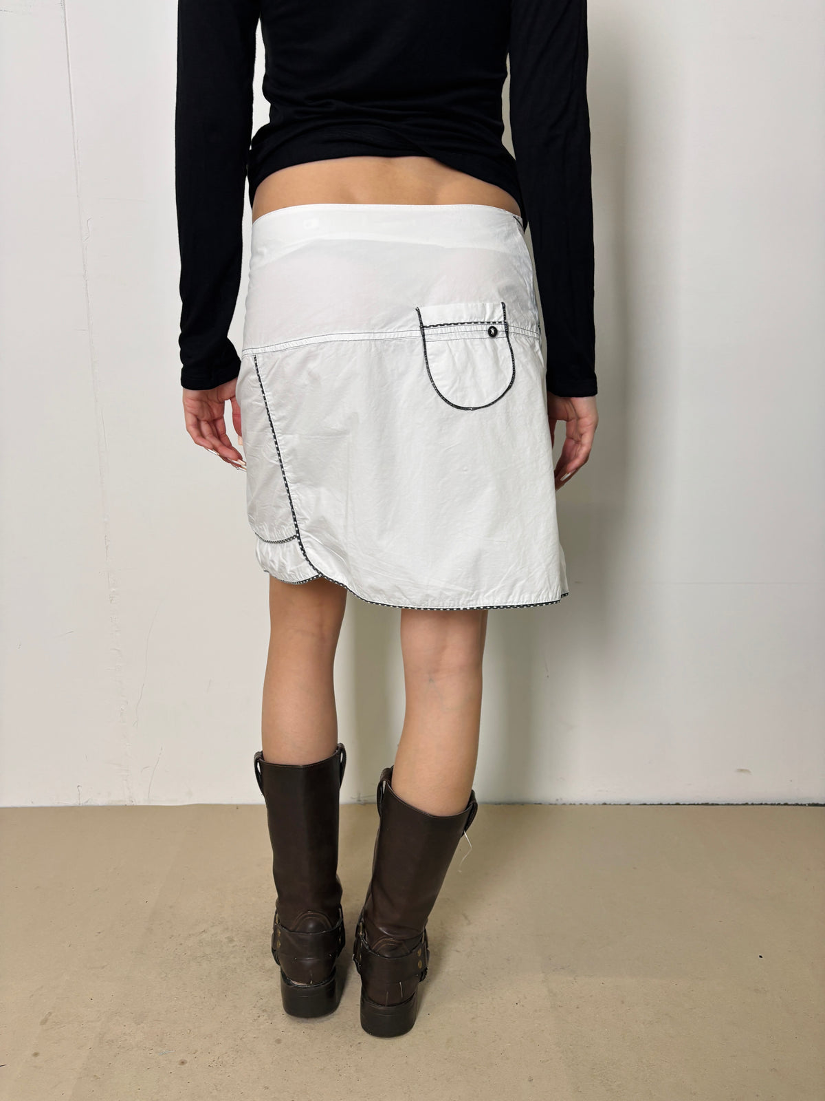 white asymmetrical cotton skirt