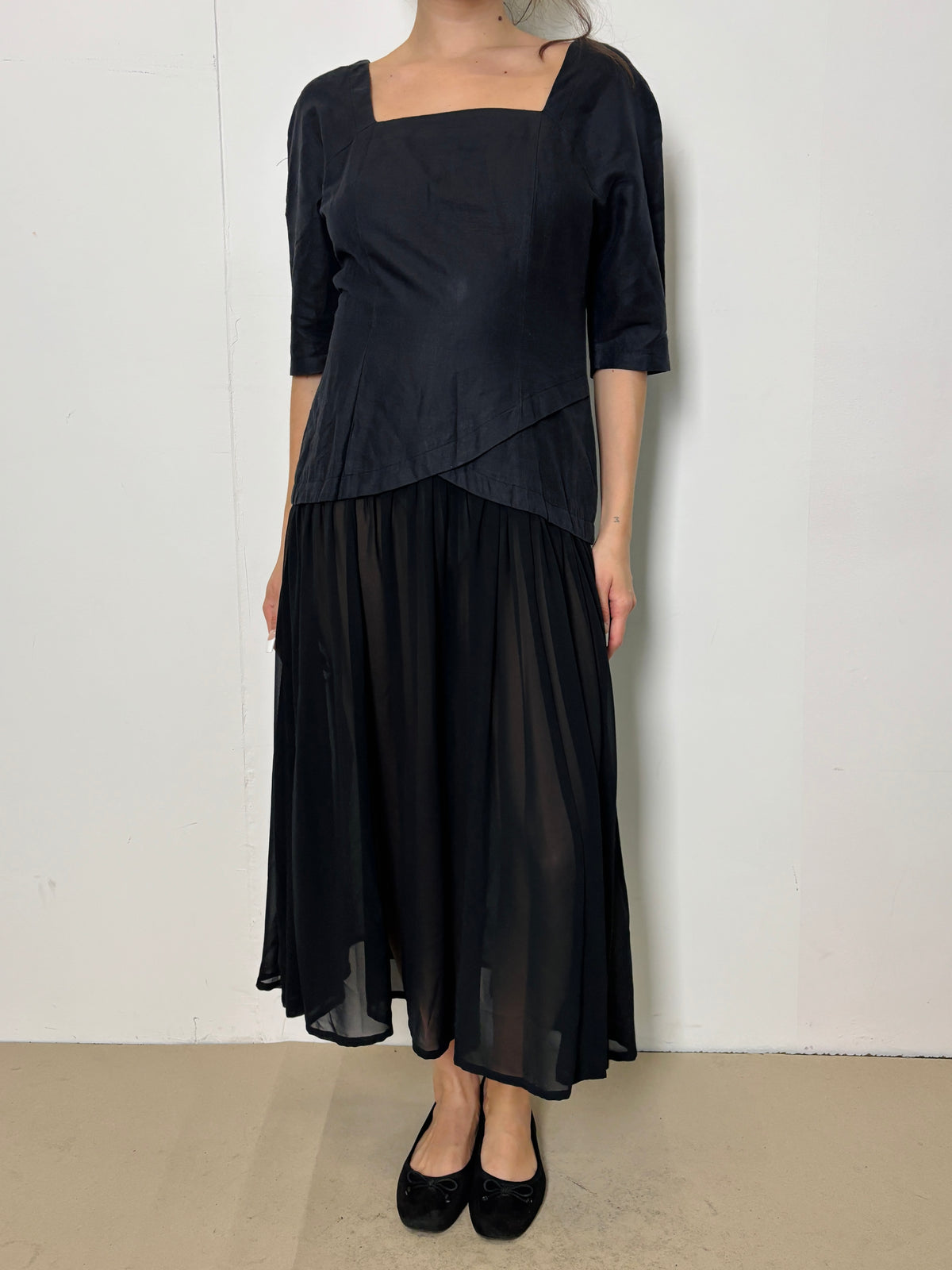 layered mesh maxi dress