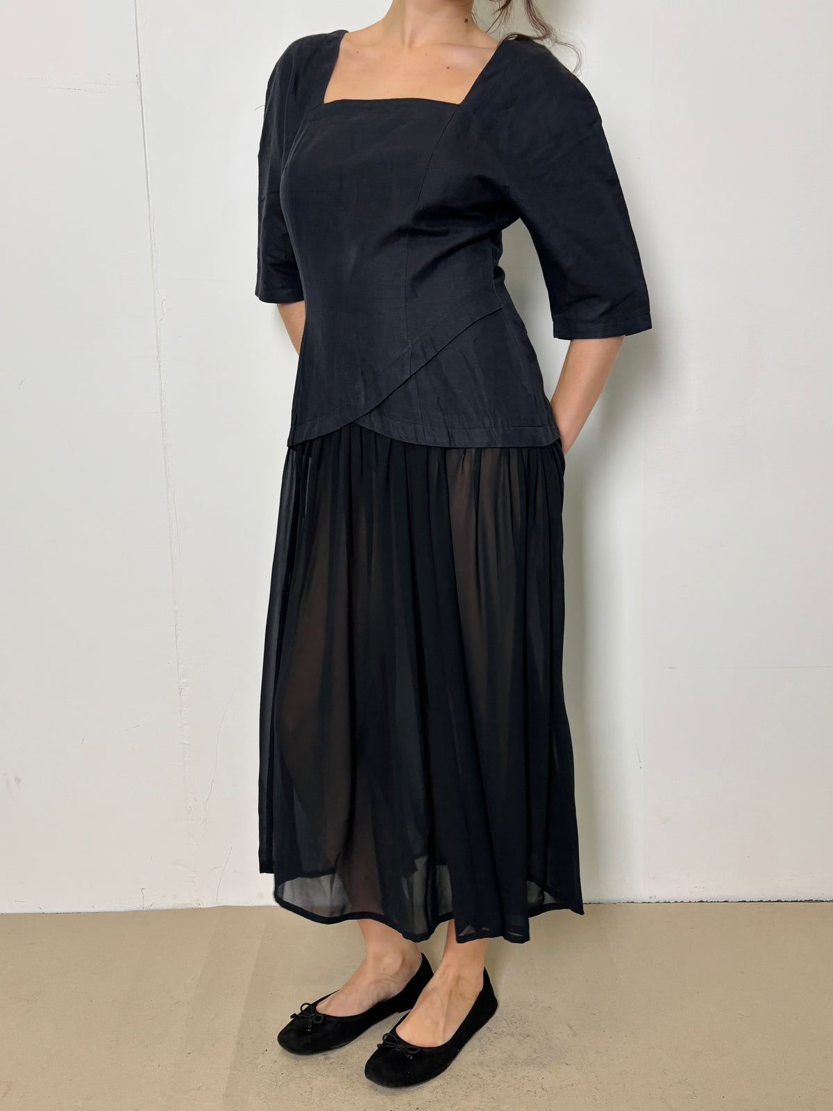 layered mesh maxi dress
