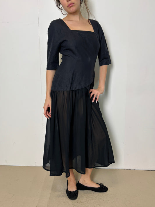 layered mesh maxi dress