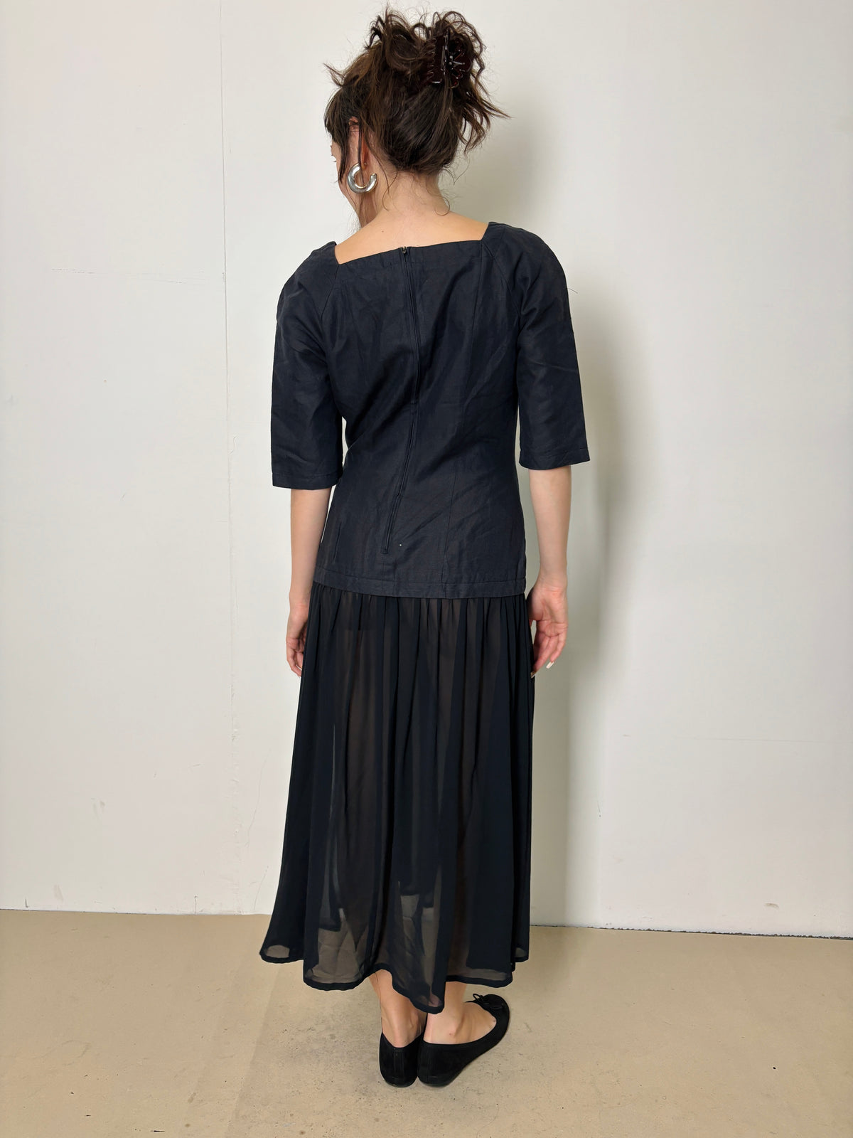 layered mesh maxi dress