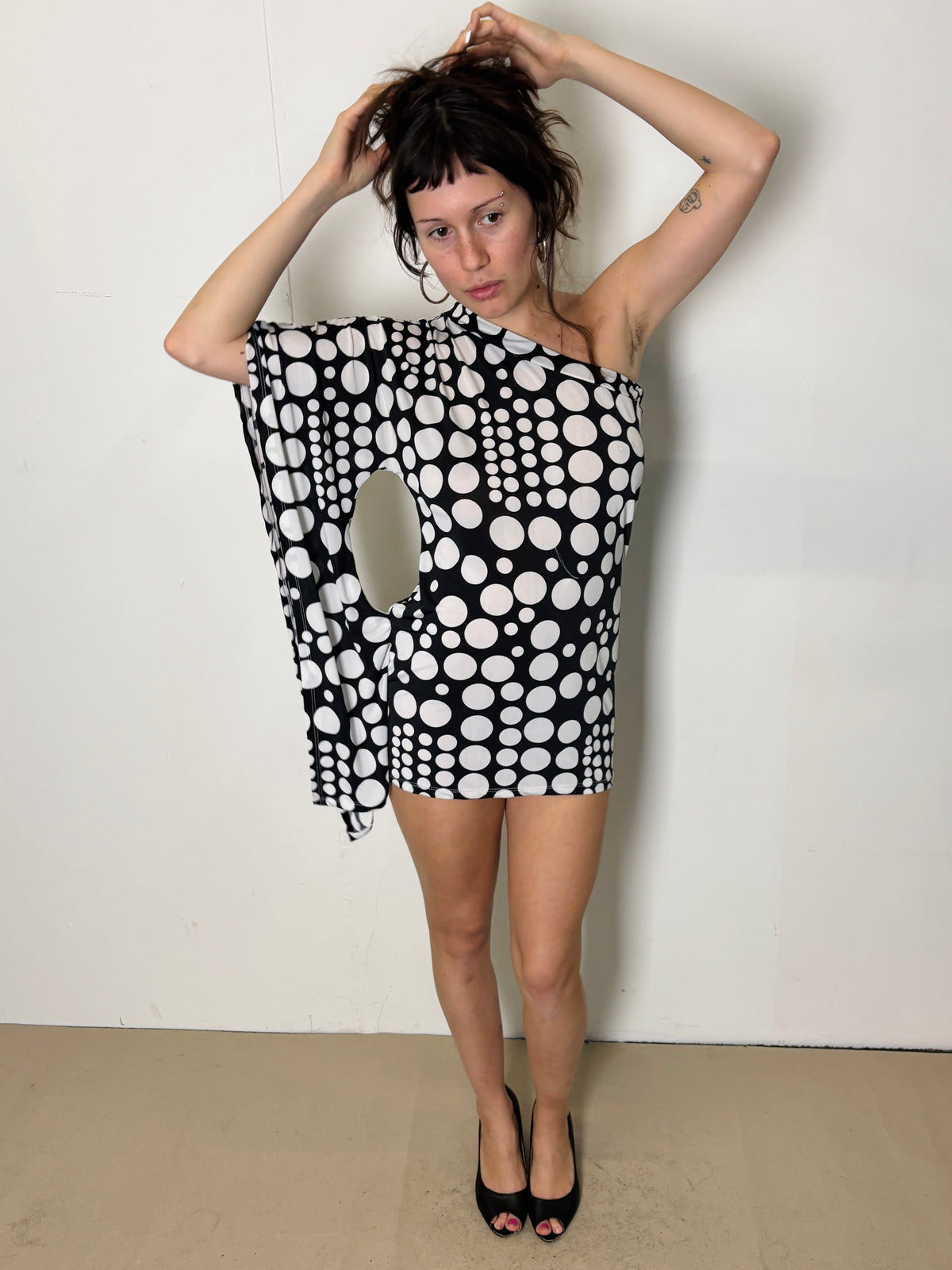 asymmetrical dot dress