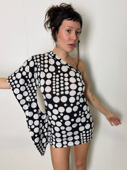 asymmetrical dot dress