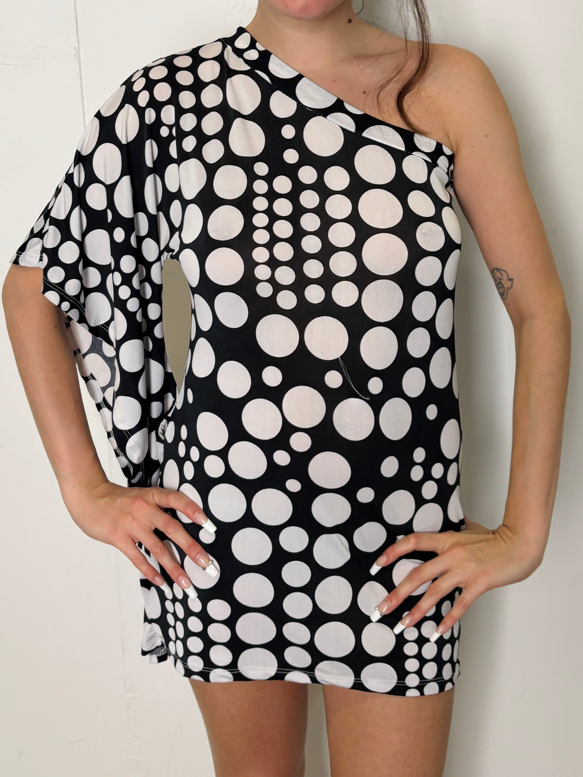 asymmetrical dot dress