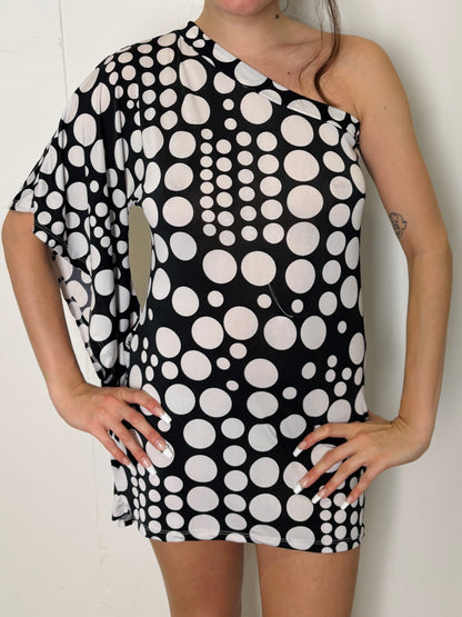 asymmetrical dot dress