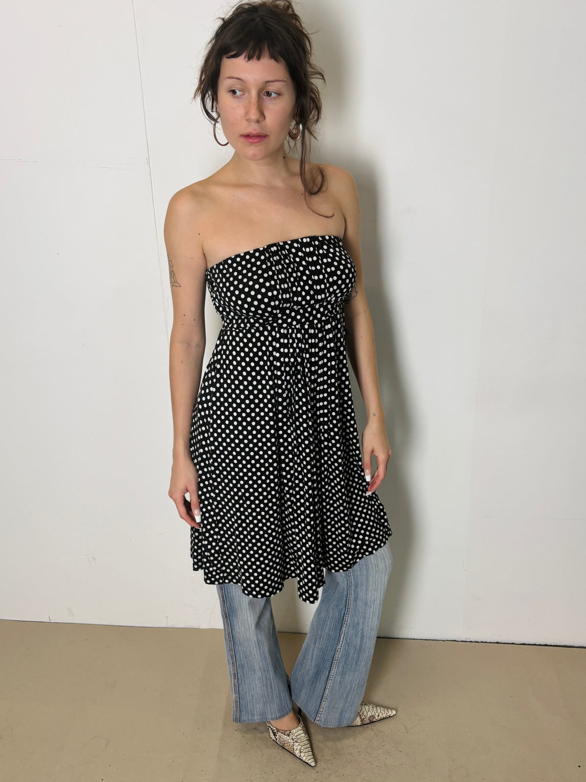 polda dot bandeau dress